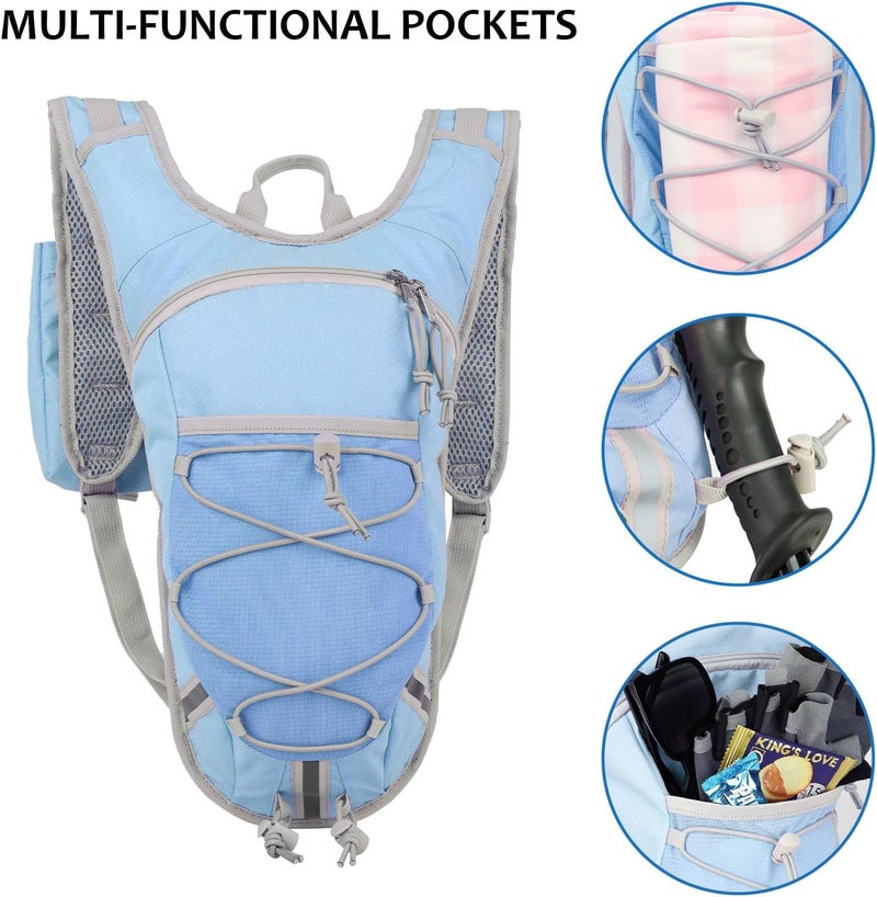 DEVONWIDE Lightweight Hydration Backpack 2L Water Bladder Pack for Running, Cycling, Hiking – Anti-Theft Water Backpack with Phone Holder, Trekking Pole Holder & Reflective Strips for Men & Women - Image 3